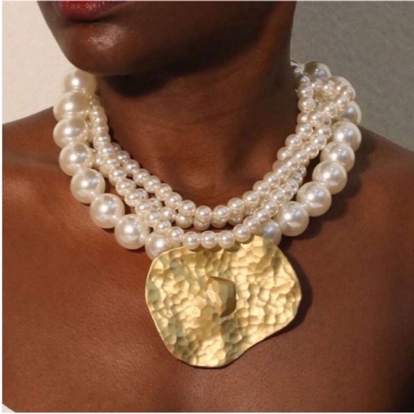 Zara Jewelry - New! Zara Gold Pearl Stack Statement Necklace (1053) NWOT